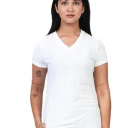 EcoLove Women Dry Tech Solid V-Neck Cotton T-shirt-image-93