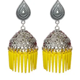 Weariton Women Yellow Jhumkas Earrings-picture-48