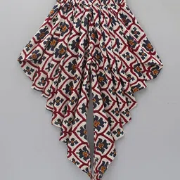 YK Girls Ethnic Motifs Printed Regular Mirror Work Top with Dhoti Pants image 2