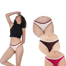 ORLIZEA Pack of 3 Women Low-Rise Cotton Blend Thongs-picture-40