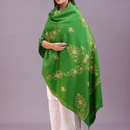 SWI Stylish Floral Embroidered Thread Work Pashmina Pure Woollen Shawl image 5