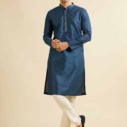 Manyavar Men Ethnic Motifs Embroidered Regular Sequinned Kurta with Pyjamas-picture-27