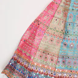 JAY NAGNATH FAB Girls Embellished Mirror Work Ready to Wear Lehenga & Blouse With Dupatta image 3
