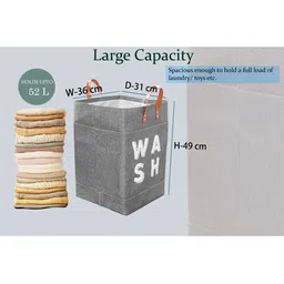 Stylista 2-Pcs Grey Printed Durable & Foldable Laundry Bag with Handle image 3