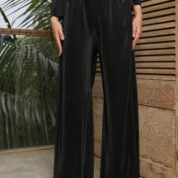 QISSA Boat Neck Striped A-Line Kurta with Trousers image 3