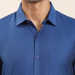 Turtle Men Standard Slim Fit Solid Spread Collar Cotton Formal Shirt image 5