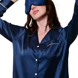 Sleepsia Lounge Women Full Sleeves Shirt & Pyjama Night Set image 4