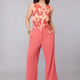 Tamiska By Narendra Kumar Women Relaxed Straight Leg Relaxed Fit High-Rise Trouser-image-1