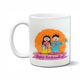 Mr UVD White & Orange Graphic Printed Ceramic Glossy Mug - 350 ml-picture-30