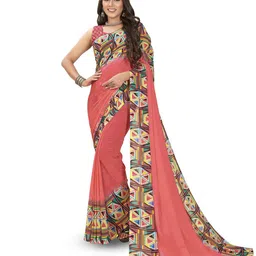 Moda Rapido Solid Printed Poly Georgette Regular Saree-picture-20