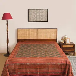 Fabindia Orange-Colored & Green Printed Cotton Double Bed-Queen-image-54