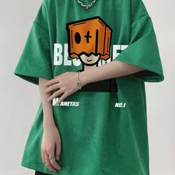 HERE&NOW Men Graphic Printed Round Neck Cotton Oversized T-shirt image 3