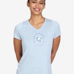 Kalenji By Decathlon Women Graphic Printed V-Neck Slim Fit T-shirt-picture-22