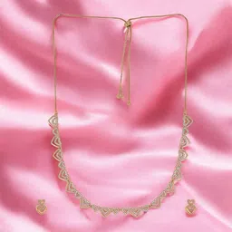 Nilu's Collection Rose Gold Plated American Diamond Necklace Set-picture-33