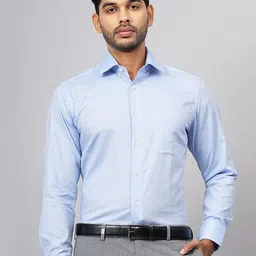 JADE BLUE Men Cutaway Collar Solid Cotton Slim Fit Formal Shirt-image-28