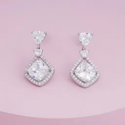 Kushal's Fashion Jewellery Rhodium-Plated Zircon Studded Classic Drop Earrings-picture-39