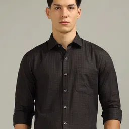 Arrow Men Checked Spread Collar Pure Cotton Dobby Italian Elegance Formal Shirt-picture-29