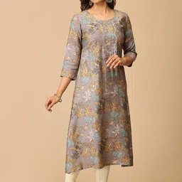 MAKEOVER FASHIONS Floral Printed Thread Work Modal Thread Work Kurti image 5