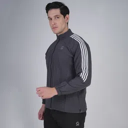 GOTO Men Stand Collar Striped Casual Lightweight Bomber Jacket image 2