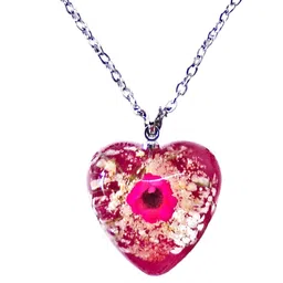 Varico Silver-Plated Stainless Steel Floral Resin Heart Shaped Pendant With Chain image 5