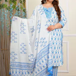 KALINI Women Ethnic Motifs Printed Regular Pure Cotton Kurta with Trousers & With Dupatta-picture-31