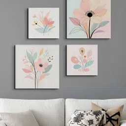 nestroots Pink & Blue 4 Pieces Canvas Floral Wall Arts-picture-15