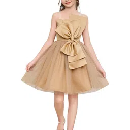 StyleCast x Revolte Girls Shoulder Straps Satin Solid Fit & Flare Dress image 3