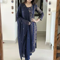 KALINI Women Ethnic Motifs Printed Regular Kurta with Trousers & With Dupatta image 2