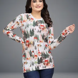 VGHCFASHION Women Floral Printed Applique T-shirt-picture-21