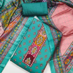 SWARNGANGA TEX Abstract Printed Beads & Stones Silk Unstitched Dress Material-image-62