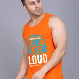 SLOWLORIS Pack Of 2 Printed Combed Cotton Gym Vests VSL26 CMB(CHS BLACKRUST)(LOUD ORANGE) image 5