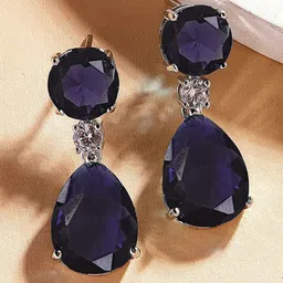 KARATCART Silver-Plated Contemporary American Diamond Drop Earrings-image-53