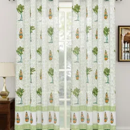 Myntra Elegant Homes Green & White Set of 2 Ethnic Motifs Door Curtain-picture-23