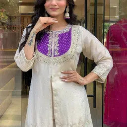 Moda Rapido Ethnic Motifs Embroidered Gotta Patti Kurta With Palazzos image 3