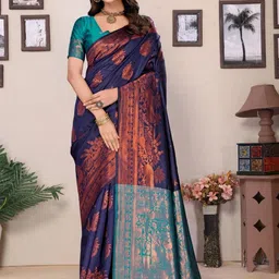 Snofi Creation Ethnic Motifs Woven Design Zari Kanjeevaram Saree-image-65