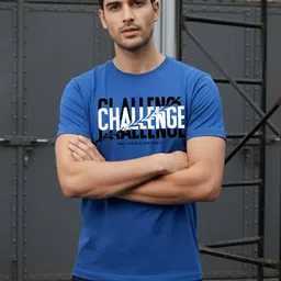 Moda Rapido Typography Printed Round Neck Short Sleeves Cotton T-shirt-picture-34