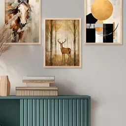 Kotart Brown & Beige 3 Pieces Wooden Abstract Wall Arts image 4