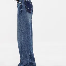 LULU & SKY Women Wide Leg Low Distress Light Fade Jeans image 4