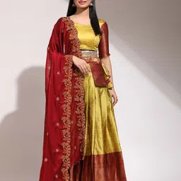 Payu Semi-Stitched Lehenga & Unstitched Blouse With Dupatta image 3
