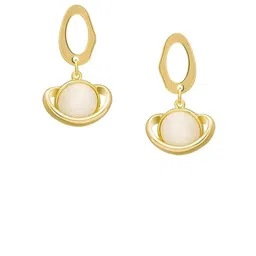 KARISHMA KREATIONS Stainless Steel 18K Gold-Plated Artificial Stone Studded Drop Earrings image 4