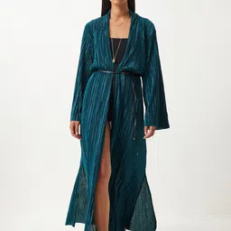 Happiness istanbul Self Design Open Front Longline Shrug-picture-35