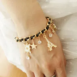 Arzonai Women Black Artificial Stones and Beads Bracelet-picture-27