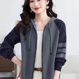 StyleCast Women Colourblocked Loose Fit Long Sleeves Cardigan-image-66