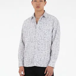 glitchez Oversized Geometric Printed Drop-Shoulder Sleeves Casual Shirt-image-71