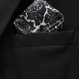 Van Heusen Men Paisley Printed Monochrome Pocket Square image 4