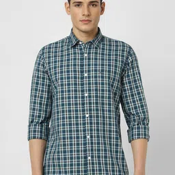 Peter England Casuals Men Checked Spread Collar Slim Fit Cotton Casual Shirt-picture-38