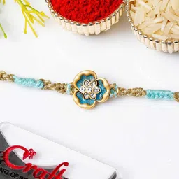 eCraftIndia Stone Studded Flowers Design Thread Rakhi-picture-26