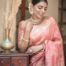 FASHIONIZO Floral Woven Design Zari Banarasi Saree image 2