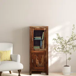 woodsworth from pepperfry Avian Sheesham Wood Book Case In Scratch Resistant Rustic Teak Finish image 1