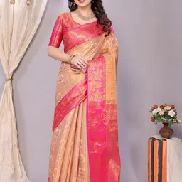 yourwish Ethnic Motifs Zari Silk Cotton Banarasi Saree-image-64